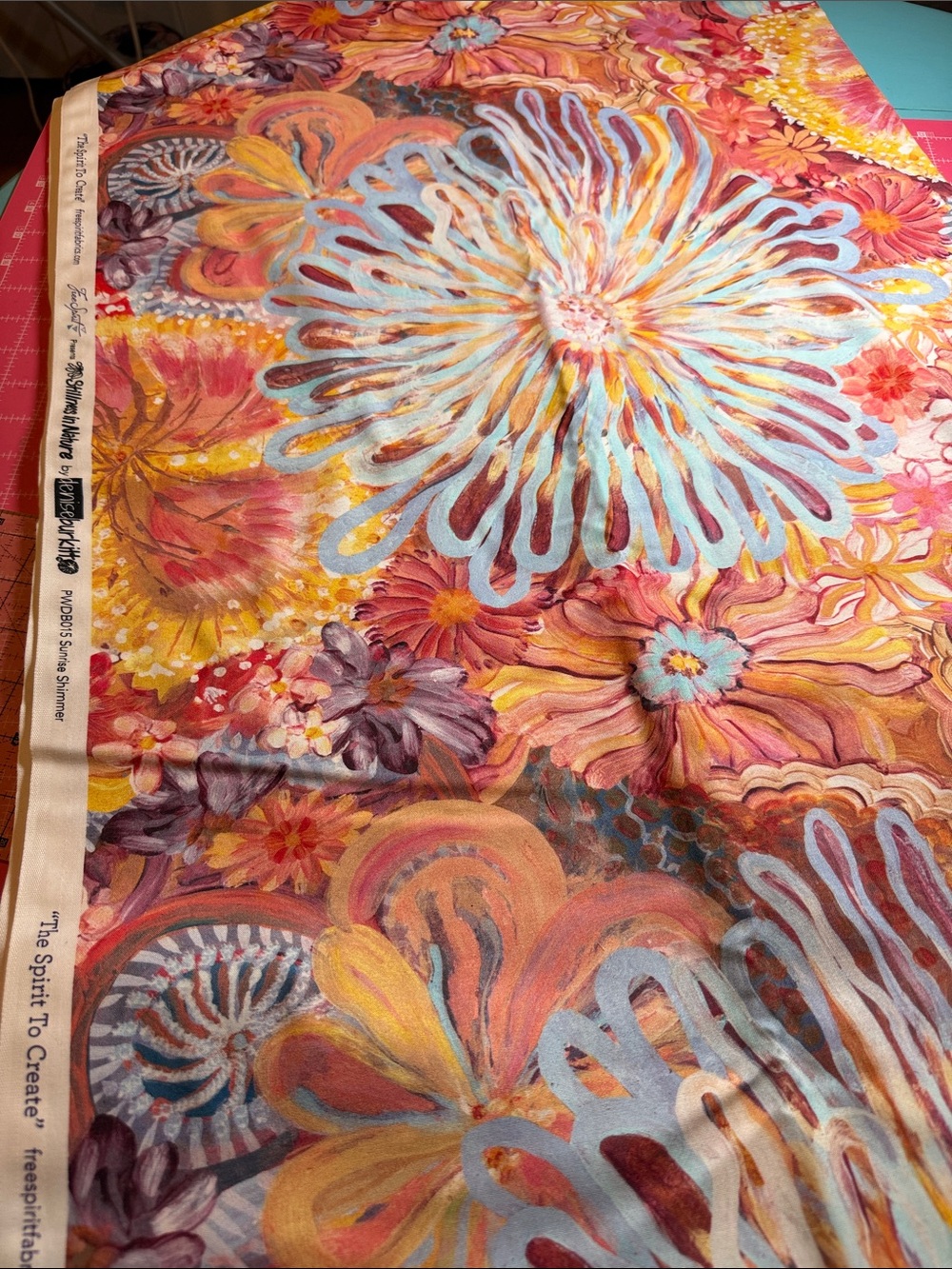 4 yds Free Spirit Cotton Fabric by Denise Burkitt.
